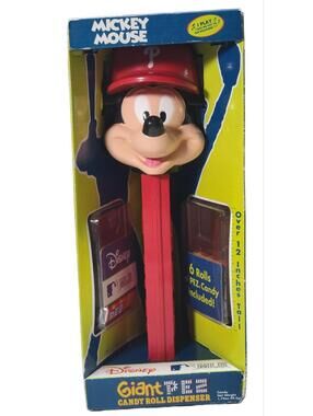 Giant Disney MLB Mickey Mouse Collector Pez Dispenser Philadelphia Phillies NOS